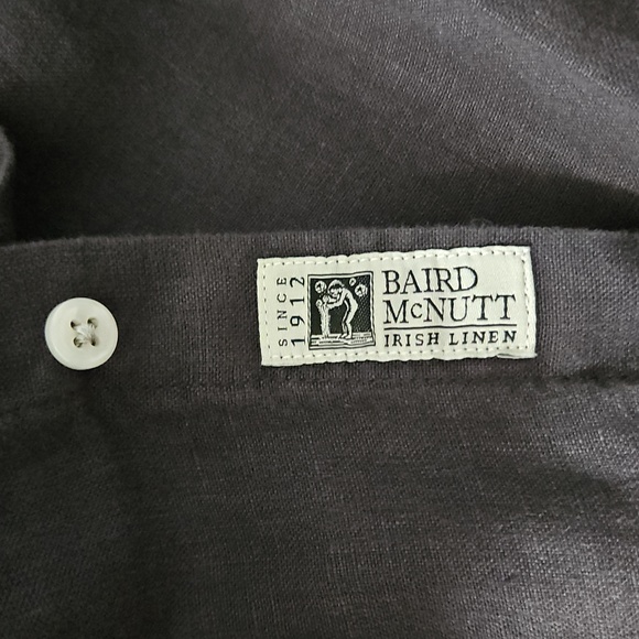 J. Crew Baird McNutt Irish Linen Short Sleeve Slim Fit Button Down Shirt M Black - Picture 8 of 9